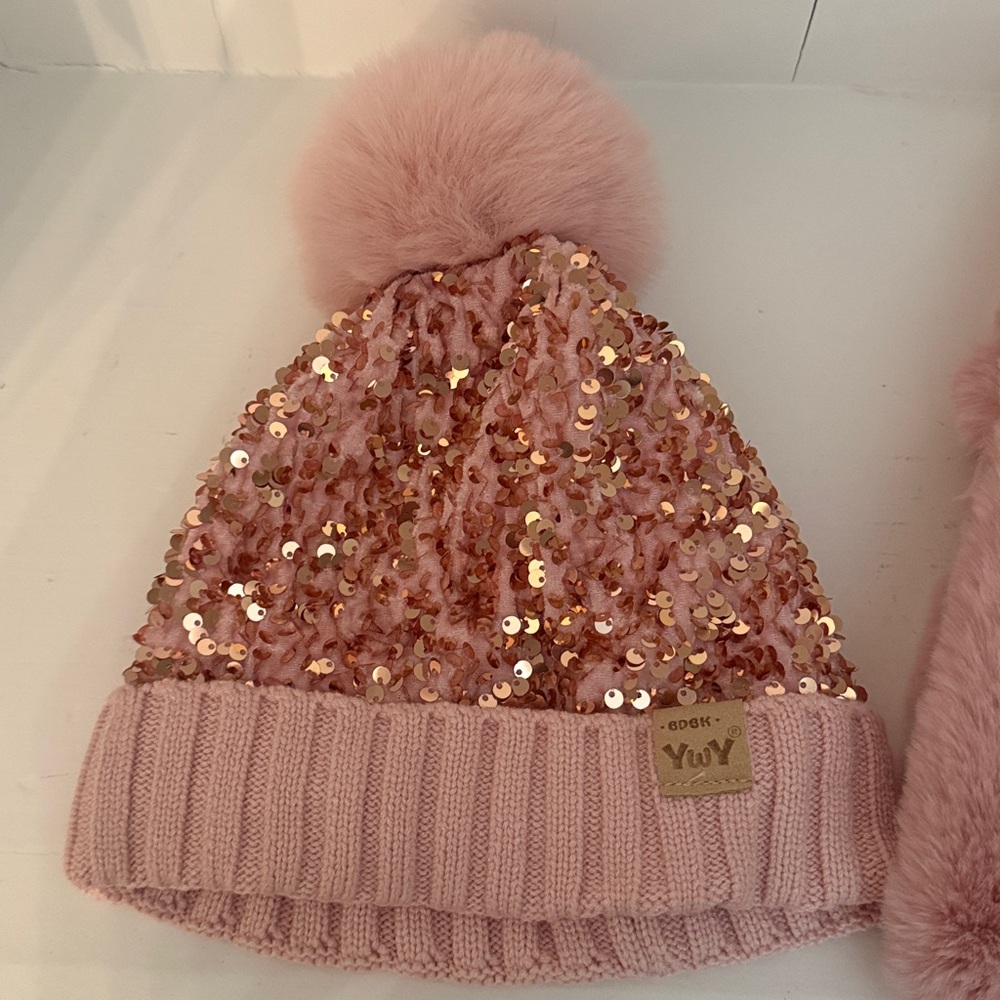 Girls Sequin Hat and Scarf